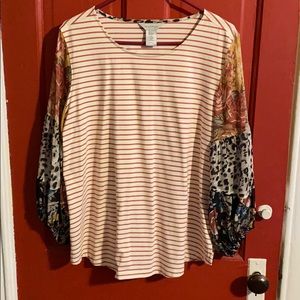 Animal print accent top